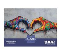 Rompecabezas De 1000 Piezas para Adultos Colorful Hands Heart Shape Rompecabezas Juguetes Antiestrés Decoración del Hogar Difícil Y Desafiante 38x26cm/1000pcs