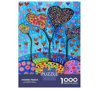 Rompecabezas De 1000 Piezas para Adultos Colorful Heart Trees Art Print Rompecabezas para Adolescentes Juegos Familiares Difícil Difícil Interacción Entre Padres E Hijos 52x38cm/1000pcs