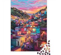 Rompecabezas De 1000 Piezas para Adultos Colorful Hillside Village Sunset -1 Rompecabezas para Adultos Juego Familiar Decoración De Pared Gran Regalo para Jugar 52x38cm/1000pcs