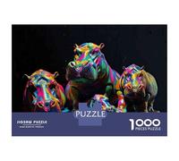 Rompecabezas De 1000 Piezas para Adultos Colorful Hippo Art Sculpture Set Rompecabezas para Adultos Juegos Relajantes Análisis Y Lógica Oferta como Regalos para Toda La Familia 38x26cm/1000pcs