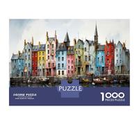 Rompecabezas De 1000 Piezas para Adultos Colorful Houses by The Water Rompecabezas Juegos Familiares Difícil Difícil Cumpleaños Y Navidad 70x50cm/1000pcs