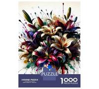 Rompecabezas De 1000 Piezas para Adultos Colorful Lily Bouquet Art Print Rompecabezas para Adultos Juegos Relajantes El Montaje De Patrones 38x26cm/1000pcs