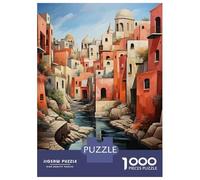 Rompecabezas De 1000 Piezas para Adultos Colorful Mediterranean Village Scene Rompecabezas para Adultos Juegos Relajantes El Montaje De Patrones 38x26cm/1000pcs