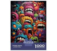 Rompecabezas De 1000 Piezas para Adultos Colorful Monster Illustration Rompecabezas para Adultos Juego Familiar Carrera De Velocidad Manual Desafiante para Completar 38x26cm/1000pcs