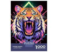 Rompecabezas De 1000 Piezas para Adultos Colorful Roaring Tiger Digital Art Rompecabezas para Adultos Juegos Divertidos Alivia El Estrés 52x38cm/1000pcs