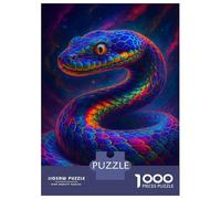 Rompecabezas De 1000 Piezas para Adultos Colorful Snake in Cosmic Background Rompecabezas para Adultos Juguete Decoración De Pared Difícil Regalo De Cumpleaños, Regalos, 38x26cm/1000pcs