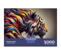 Rompecabezas De 1000 Piezas para Adultos Colorful Tiger Art Print Rompecabezas para Adultos Juguetes Antiestrés Pero Divertido Y Humorístico 52x38cm/1000pcs