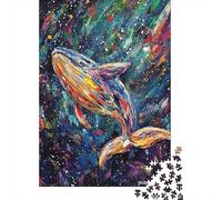 Rompecabezas De 1000 Piezas para Adultos Colorful Whale Painting Art Rompecabezas para Adultos Juegos Familiares Que Mejoran La Memoria Interacción Entre Padres E Hijos 38x26cm/1000pcs
