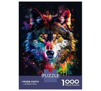 Rompecabezas De 1000 Piezas para Adultos Colorful Wolf Wall Art Print-3 Rompecabezas para Adultos Juegos De Relajación Desafío Difícil Regalo De Cumpleaños, Regalos, 70x50cm/1000pcs