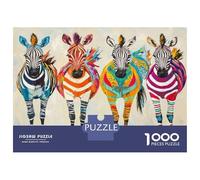 Rompecabezas De 1000 Piezas para Adultos Colorful Zebras Art Print-3 Rompecabezas para Adultos Juegos De Relajación Desafío Difícil Ayuda A Ejercitar El Cerebro 52x38cm/1000pcs