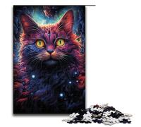 Rompecabezas de 1000 Piezas para Adultos Coloridas Aventuras psicodélicas de un Gato cósmico Ideal como Juego Educativo desafío Juguete Obra de Arte Regalo (tamaño 75 x 50 cm)