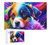 Rompecabezas de 1000 piezas para adultos, colorido arte abstracto de perro, rompecabezas para adultos, juego práctico para mejorar la memoria, regalos únicos para cumpleaños y Navidad, 1000 piezas