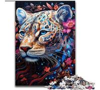 Rompecabezas de 1000 Piezas para Adultos, Colorido Arte de Leopardo Hecho de Madera, Mayores de 14 años, 50x75cm, desafiante y entretenido, Actividad Familiar