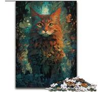 Rompecabezas de 1000 Piezas para Adultos,Colorido Gato Maine Coon de Madera,Regalo para Hombres y Mujeres,para Uso Diario y Ocasiones Especiales,una Atractiva Actividad de Juegos Familiares nocturnos