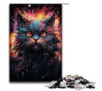 Rompecabezas de 1000 Piezas para Adultos Colorido Gato psicodélico Espacial mágico Rompecabezas para Juego Educativo desafío Juguete Obra de Arte Regalo 75 x 50 cm