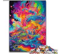Rompecabezas de 1000 Piezas para Adultos,Colorido Humo psicodélico de Madera,Idea decoración del hogar 50x75cm,Actividad para Adultos y familias,Regalo de decoración del hogar