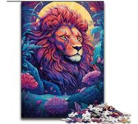Rompecabezas de 1000 Piezas para Adultos, Colorido león de Madera, Mayores de 14 años, 50x75cm, Ideal para cumpleaños y Vacaciones