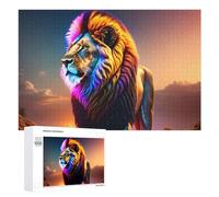 Rompecabezas de 1000 piezas para adultos, colorido león, puesta de sol, obras de arte para adolescentes, juego práctico para mejorar la memoria interacción entre padres e hijos, 1000 piezas