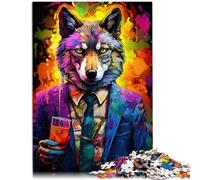 Rompecabezas de 1000 piezas para adultos, colorido lobo de garabatos, juego práctico, regalos secretos de Papá Noel, 19.7 x 29.5 pulgadas, adecuado para adolescentes de 14 años en adelante