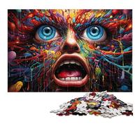 Rompecabezas de 1000 Piezas para Adultos Colorido Monstruo psicodélico Juego Familiar antiestrés desafío difícil 1000 Piezas (38 x 26 cm)