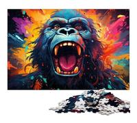 Rompecabezas de 1000 Piezas para Adultos Colorido orangután Enojado decoración de Pared Regalo de cumpleaños Arte de Pared 1000 Piezas (38 x 26 cm)