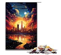 Rompecabezas de 1000 Piezas para Adultos Colorido Paisaje Urbano Surrealista psicodelia Juego Educativo desafío Juguete Obra de Arte Regalo 1000 Piezas (75 x 50 cm)