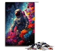 Rompecabezas de 1000 Piezas para Adultos Colorido psicodélico Floral Astronauta de Madera para Adultos y niños Herramienta para aliviar el estrés 1000 Piezas (75 x 50 cm)