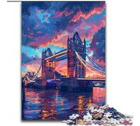Rompecabezas de 1000 Piezas para Adultos,Colorido Puente de la Torre de Londres,Hecho de Madera, divertirseen cumpleaños y Navidad,Actividad de Noche de Juegos Familiar Atractiva