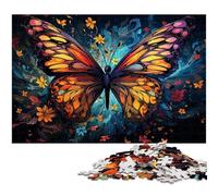 Rompecabezas de 1000 Piezas para Adultos,Colorido Rompecabezas de Mariposa psicodélica de cartón,Ideal para Enamorados, Navidad,Año Nuevo,San Valentín,26x38cm/10,23x14,96 Pulgadas.