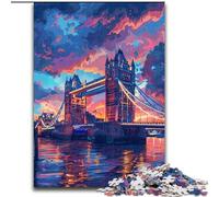 Rompecabezas de 1000 Piezas para Adultos,Colorido Rompecabezas del Puente de la Torre de Londres,Hecho de cartón,Juego Familiar Interactivo,Regalo de desafío Mental para decoración del hogar DIY