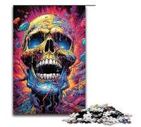 Rompecabezas de 1000 Piezas para Adultos Colorido Rompecabezas psicodélico de Madera con Calavera Infernal para Adultos y niños Herramienta para aliviar el estrés 1000 Piezas (75 x 50 cm)
