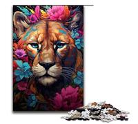 Rompecabezas de 1000 Piezas para Adultos Colorido Rompecabezas psicodélico Floral de Puma Juego práctico decoración única para el hogar y Regalos 75 x 50 cm