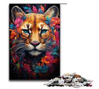 Rompecabezas de 1000 Piezas para Adultos Colorido Rompecabezas psicodélico Floral de Puma para Juego Educativo desafío Juguete Obra de Arte Regalo 75 x 50 cm