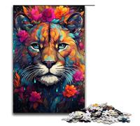 Rompecabezas de 1000 Piezas para Adultos Colorido Rompecabezas psicodélico Floral de Puma para niños Rompecabezas de Madera Juego Educativo para Adultos 75 x 50 cm