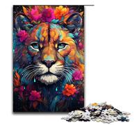 Rompecabezas de 1000 Piezas para Adultos Colorido Rompecabezas psicodélico Floral de Puma para niños Juego Educativo de Madera para Adultos (tamaño 75 x 50 cm)