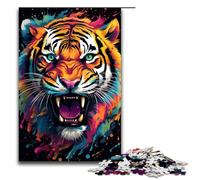 Rompecabezas de 1000 Piezas para Adultos Colorido Tigre Garabato Juego práctico decoración única para el hogar y Regalos 1000 Piezas (75 x 50 cm)