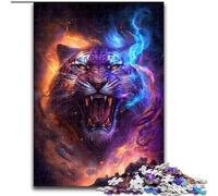 Rompecabezas de 1000 Piezas para Adultos, Colorido Tigre relámpago, Hecho de Madera, Padres, Parejas y Amigos Edades 14+ 50x75cm para Juego Interactivo Familiar