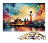 Rompecabezas de 1000 Piezas para Adultos Colorido y psicodélico del Big Ben y el London Eye Obra de Arte para Adolescentes a Partir de 14 años 1000 Piezas (38 x 26 cm)