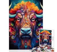Rompecabezas de 1000 Piezas para Adultos Coloridos Animales Salvajes búfalo Rompecabezas de 1000 Piezas Juego Imposible Regalo para cumpleaños desafío difícil (50x75cm)