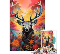 Rompecabezas de 1000 Piezas para Adultos Coloridos Animales Salvajes Ciervos Rompecabezas para Adolescentes Juguetes de Bricolaje Corte de precisión desafiante para completar (tamaño 50x75cm)