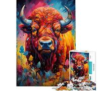 Rompecabezas de 1000 Piezas para Adultos Coloridos con Animales Salvajes y búfalos Rompecabezas para Adolescentes Juego Familiar Carrera de Velocidad Manual Interacción Entre Padres e Hijos (38x52cm)