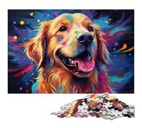 Rompecabezas de 1000 Piezas para Adultos Coloridos diseños psicodélicos de Golden Retrievers Ideal para Regalar antiestrés desafío difícil 1000 Piezas (75 x 50 cm)