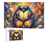 Rompecabezas de 1000 piezas para adultos, coloridos pingüinos abstractos, obras de arte, juego familiar, difícil trato, regalo para toda la familia, 1000 piezas