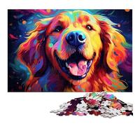 Rompecabezas de 1000 Piezas para Adultos Coloridos Psicodelia de Golden Retrievers Juguete Intelectual desafiante Juego de Rompecabezas para Jugar en Familia (75 x 50 cm)