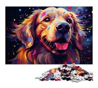 Rompecabezas de 1000 Piezas para Adultos Coloridos Psicodelia de Golden Retrievers Rompecabezas para diversión Familiar Actividades para el hogar Regalo de cumpleaños 1000 Piezas (38 x 26 cm)