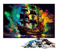 Rompecabezas de 1000 Piezas para Adultos, Coloridos Rompecabezas de Barco Pirata, Juego de ingenio para Adolescentes, Fiestas, 26x38cm/10,23x14,96 Pulgadas.
