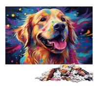 Rompecabezas de 1000 Piezas para Adultos Coloridos Rompecabezas de Golden Retrievers psicodelia para niños Juego Educativo de Papel 1000 Piezas (38 x 26 cm)