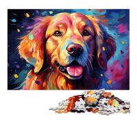 Rompecabezas de 1000 Piezas para Adultos Coloridos Rompecabezas de Golden Retrievers psicodélicos para Adultos y niños Rompecabezas de Papel Gran Regalo 1000 Piezas (38 x 26 cm)