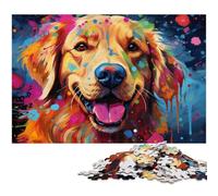 Rompecabezas de 1000 Piezas para Adultos Coloridos Rompecabezas psicodélicos de Golden Retrievers decoración de Pared Gran Regalo para Adolescentes a Partir de 14 años 1000 Piezas (38 x 26 cm)