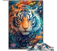 Rompecabezas de 1000 Piezas para Adultos, Coloridos Tigres de Madera, Ideal para diversión Familiar, relajación y Regalos navideños, 50x75cm, Fiesta de cumpleaños para Hombres y Mujeres